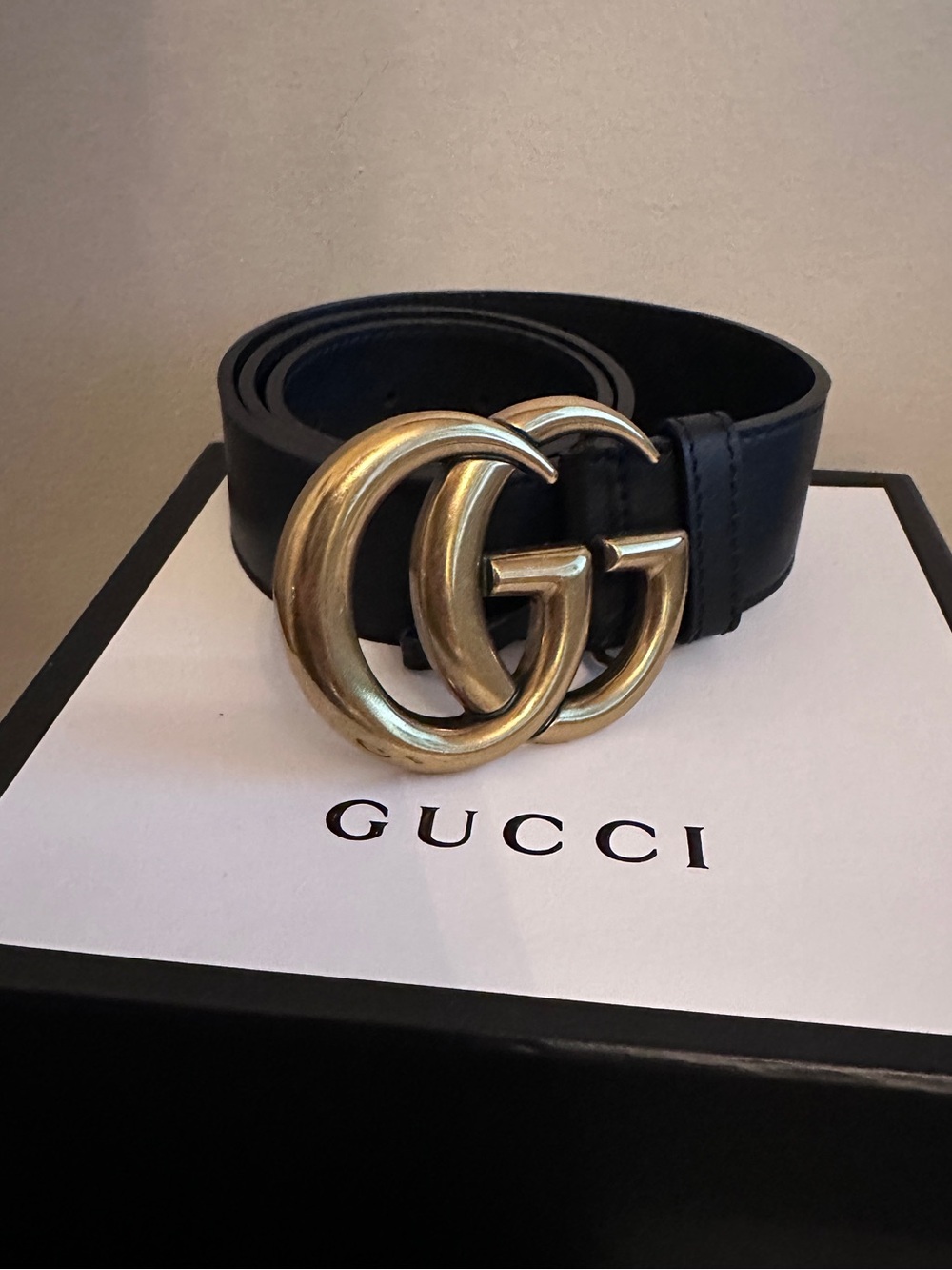 Gucci Marmont GG Belt Black Leather Gold Buckle 90 / 35